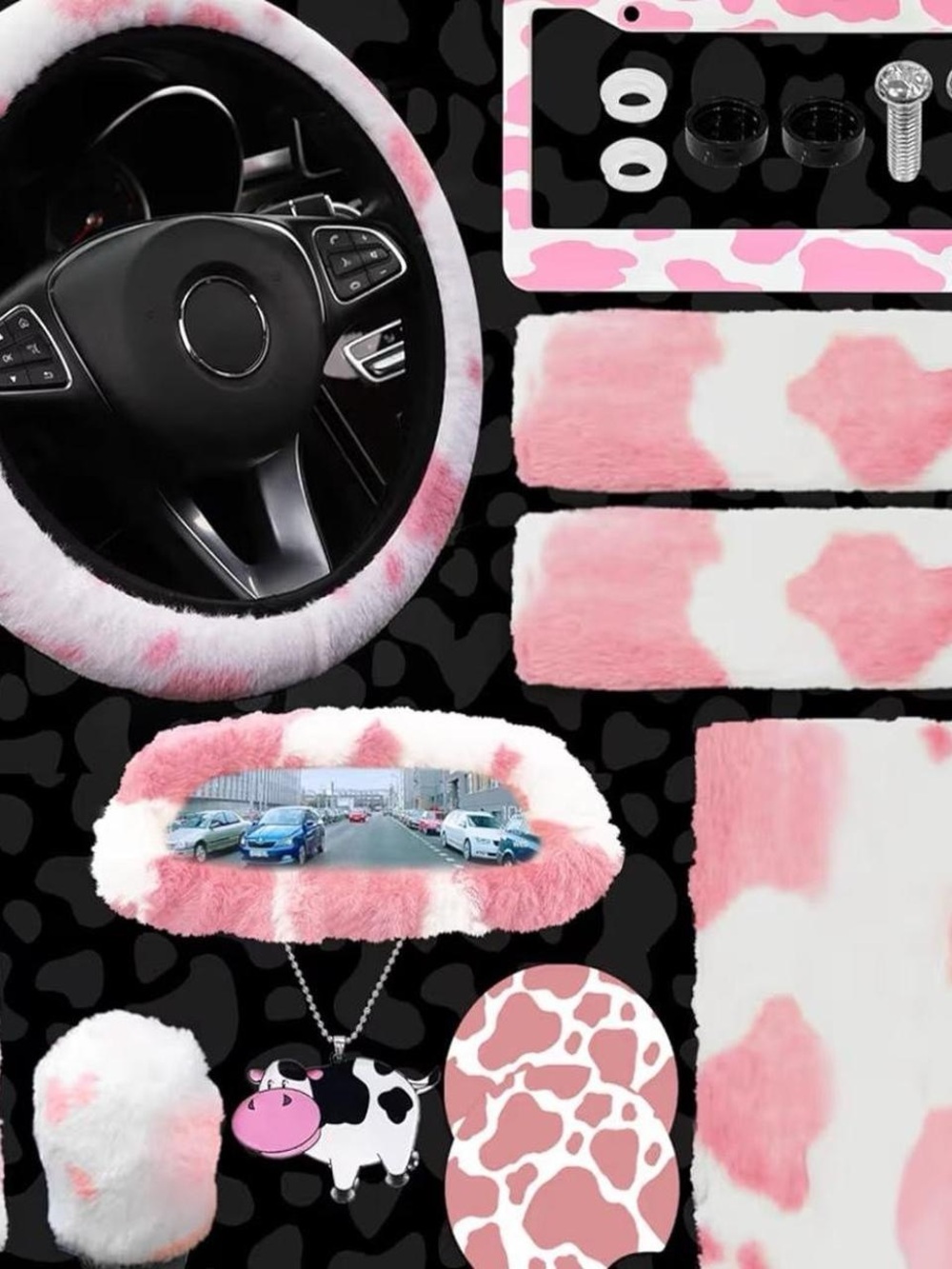 Pink & White Fuzzy Accessory Set - Picture 3 of 7
